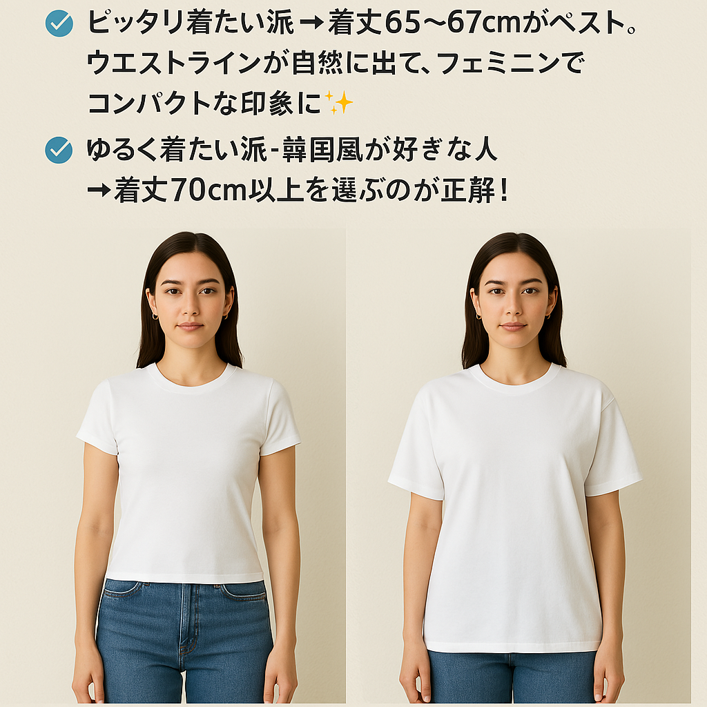 170cm女性に似合うTシャツの着丈とサイズバランス(1).png