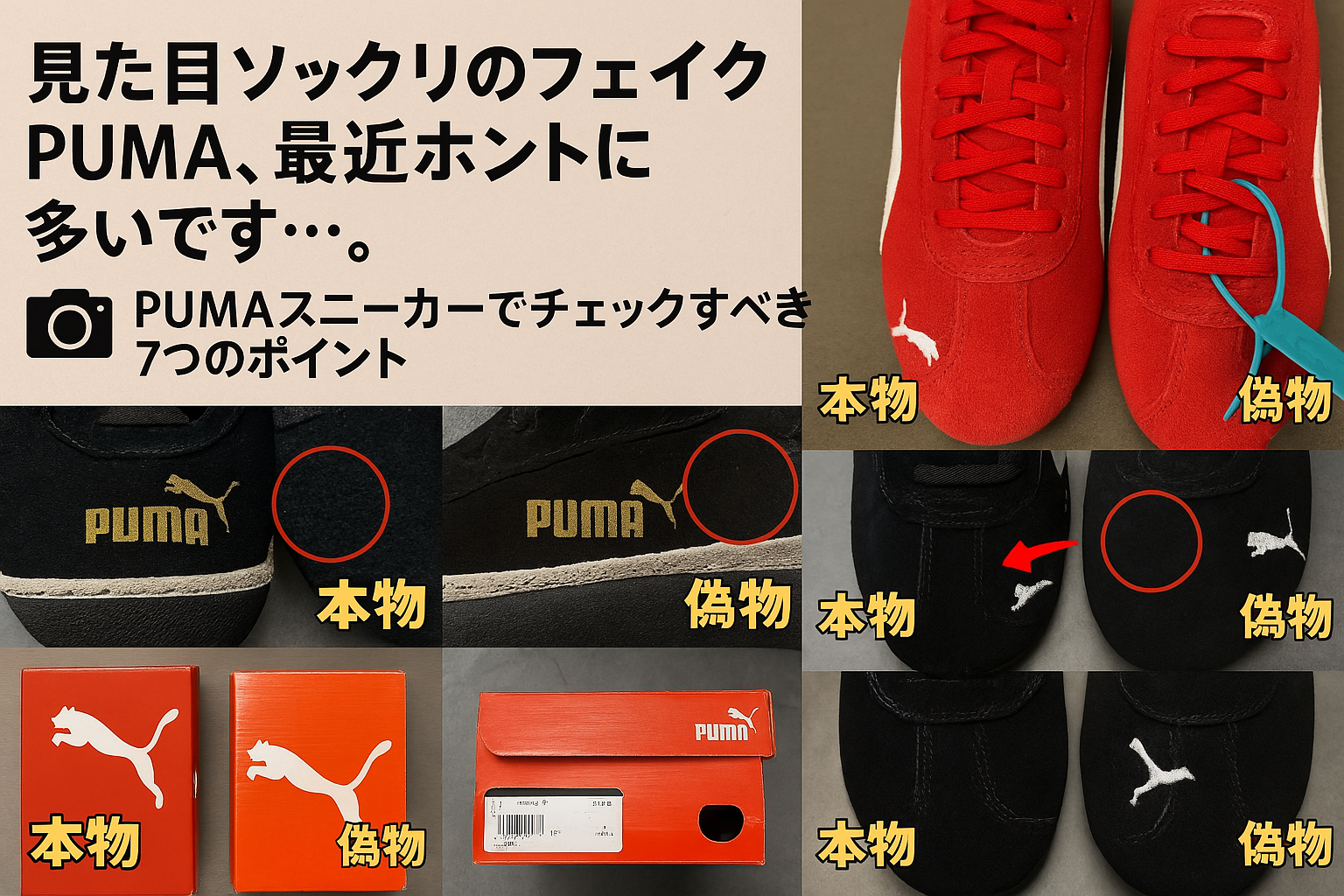 2. 偽物の見分け方7選！スニーカーやタグの違いに注目