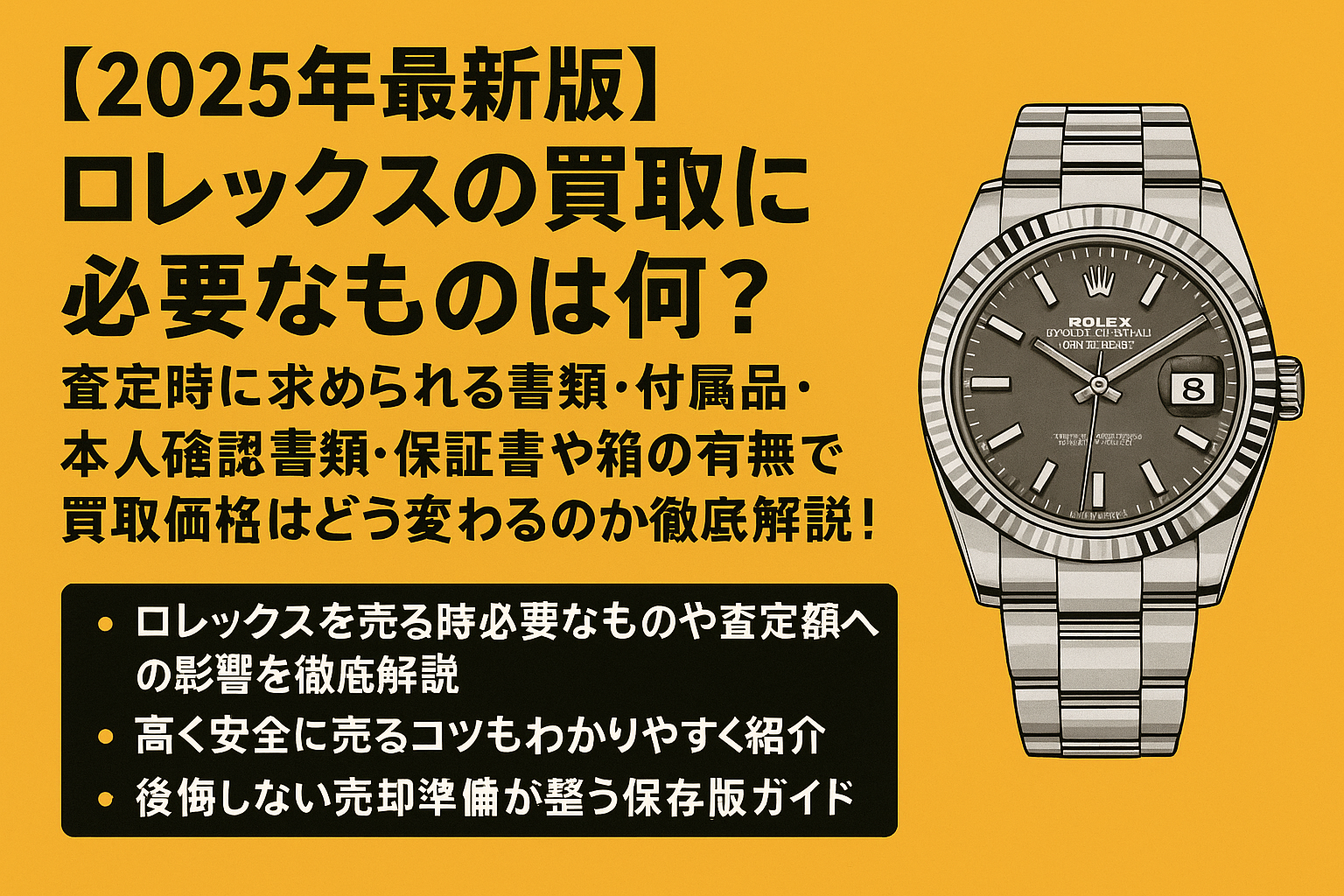【2025年最新版】ロレックスの買取に必要なものは何？査定時に求められる書類・付属品・本人確認書類・保証書や箱の有無で買取価格はどう変わるのか徹底解説！.png