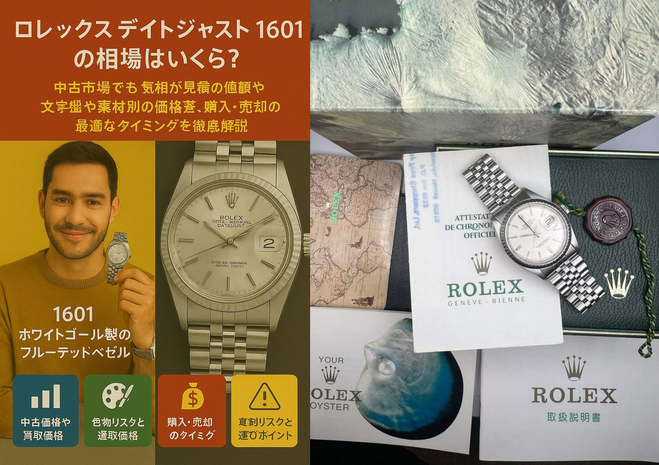 ロレックス デイトジャスト 1601の相場はいくら？中古価格帯・買取価格の推移、文字盤や素材別の価格差、購入・売却の最適なタイミングを徹底解説！.jpg