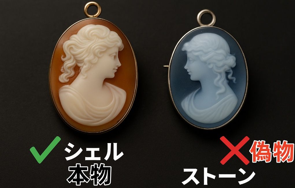 2-2. カメオの素材｜シェルとストーンの見分け.jpg