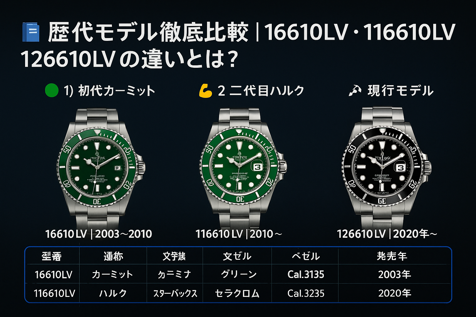 ロレックス緑サブマリーナが今アツい理由｜歴代モデル比較・価格推移 