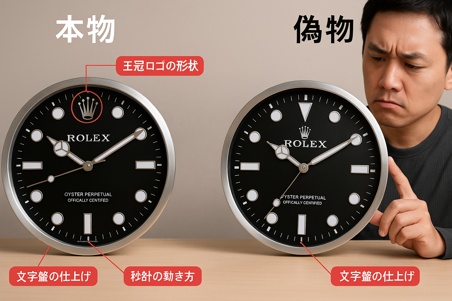 ロレックス壁掛け時計 偽物見分け方ガイド.png