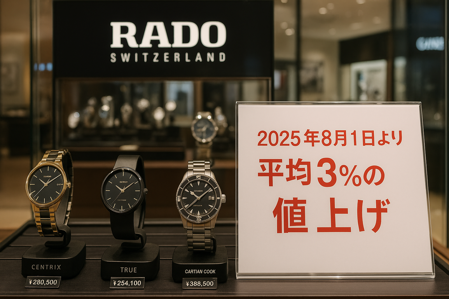 RADO（ラドー）の価格改定（値上げ）がございます｜2025年8月1日から実施.png
