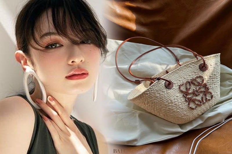 LOEWEバッグで作るフェミニンコーデ