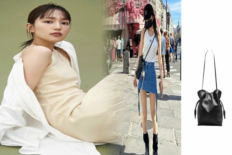 LOEWEバッグで作るフェミニンコーデ
