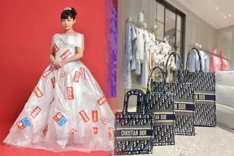 ディオールのネオンカラーのバッグでポップなコーディネート