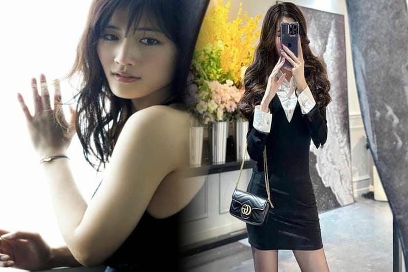 花柄のグッチショルダーバッグで華やかなスタイルに