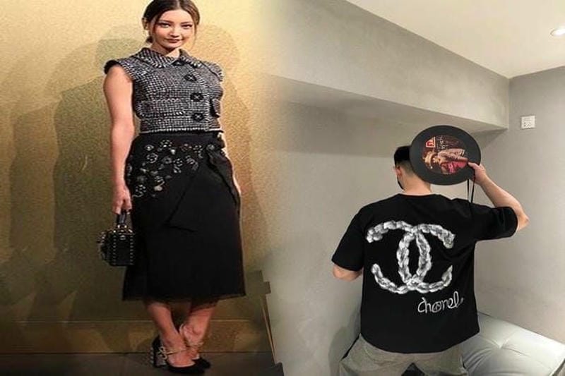 シャネルTシャツとスカートのコーディネートアイデア