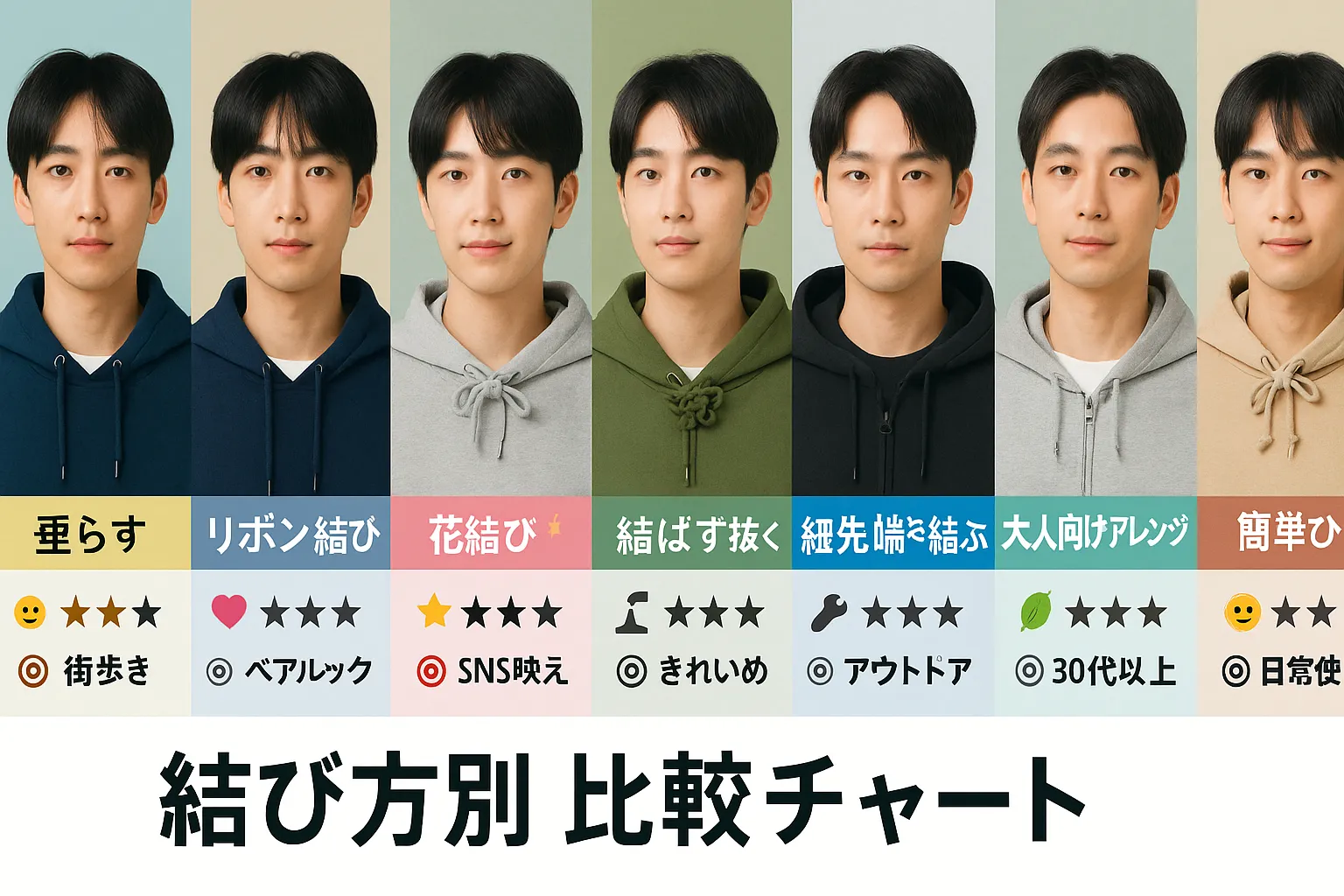比較表｜結び方ごとの印象・難易度・おすすめシーン.webp