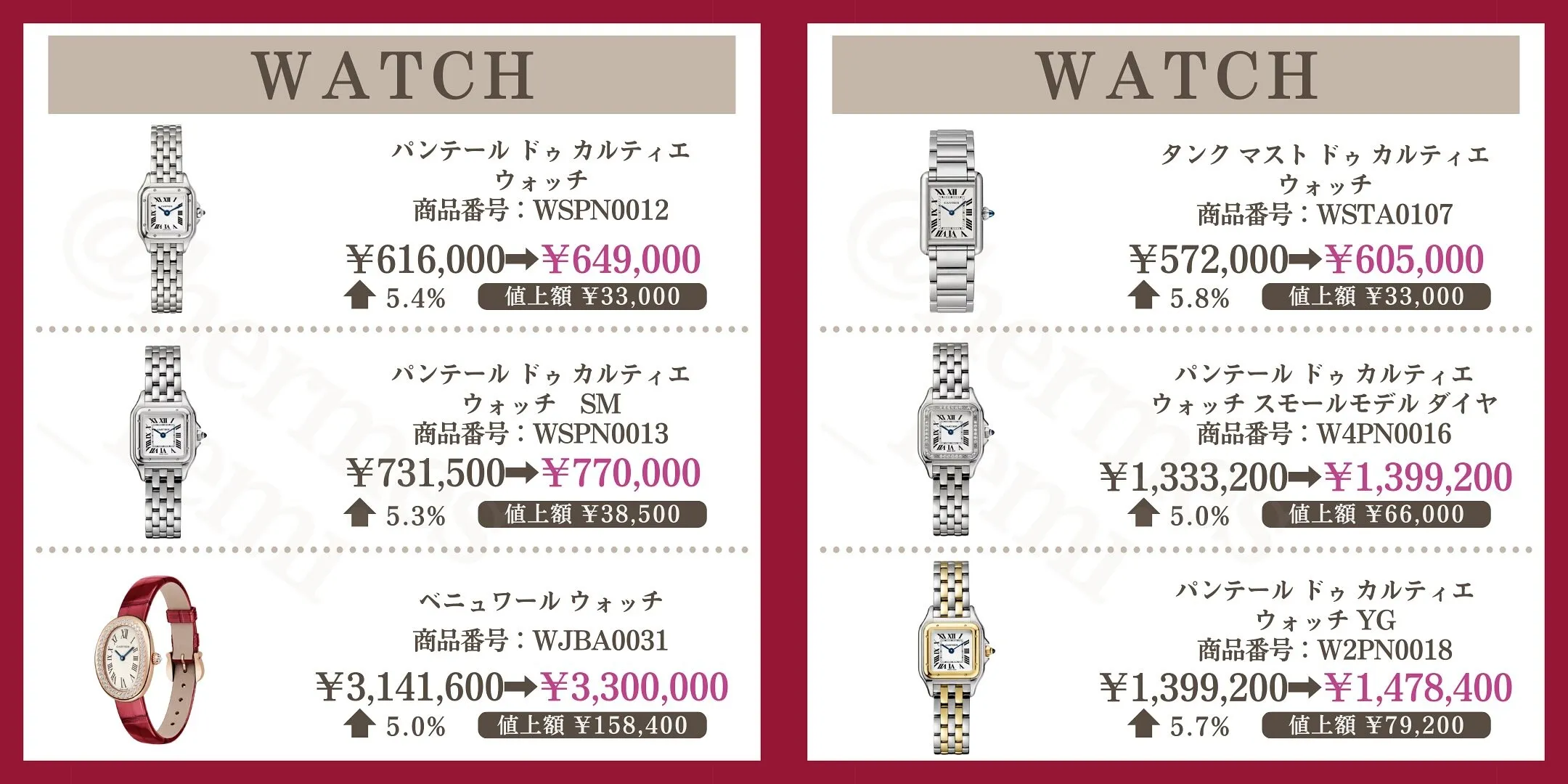 時計モデルの値上げ対象 .webp