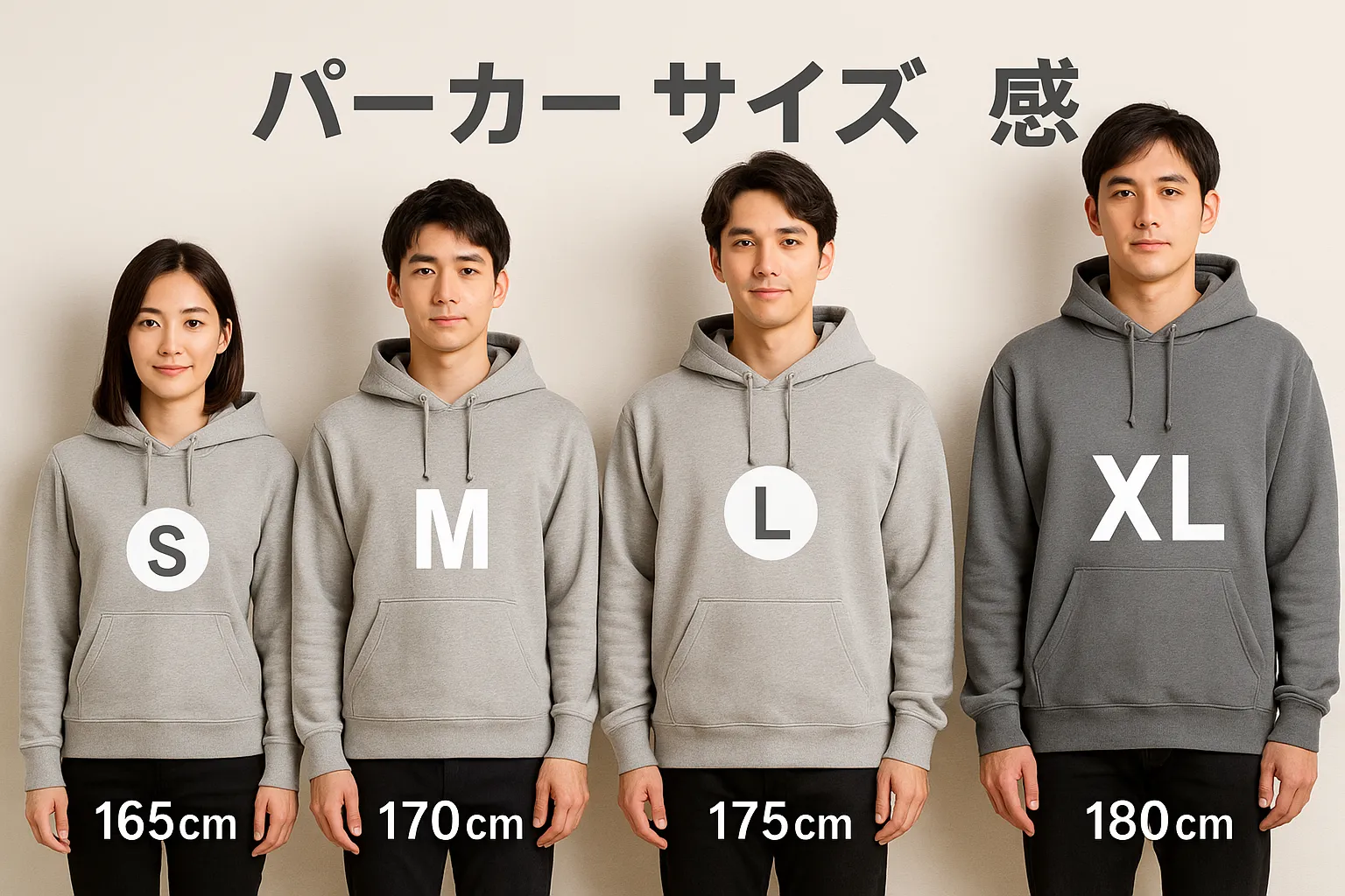 身長別｜パーカー サイズ目安（メンズ・レディース）.webp