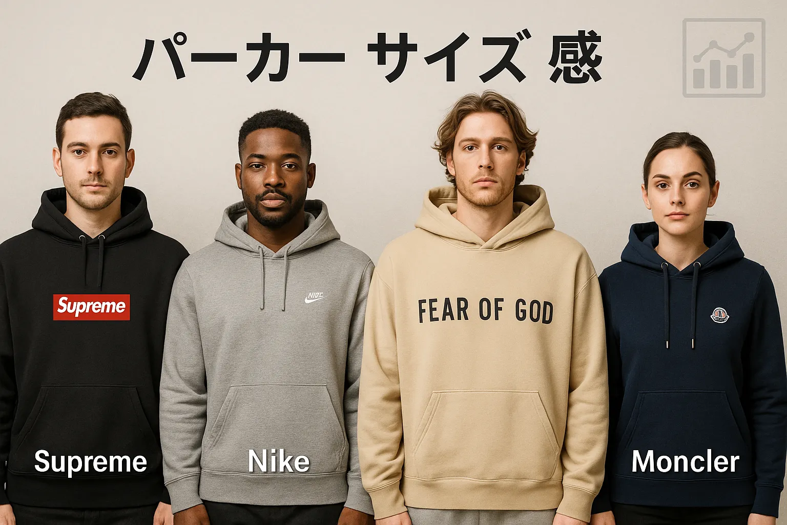 ブランド別 パーカー サイズ 感一覧.webp