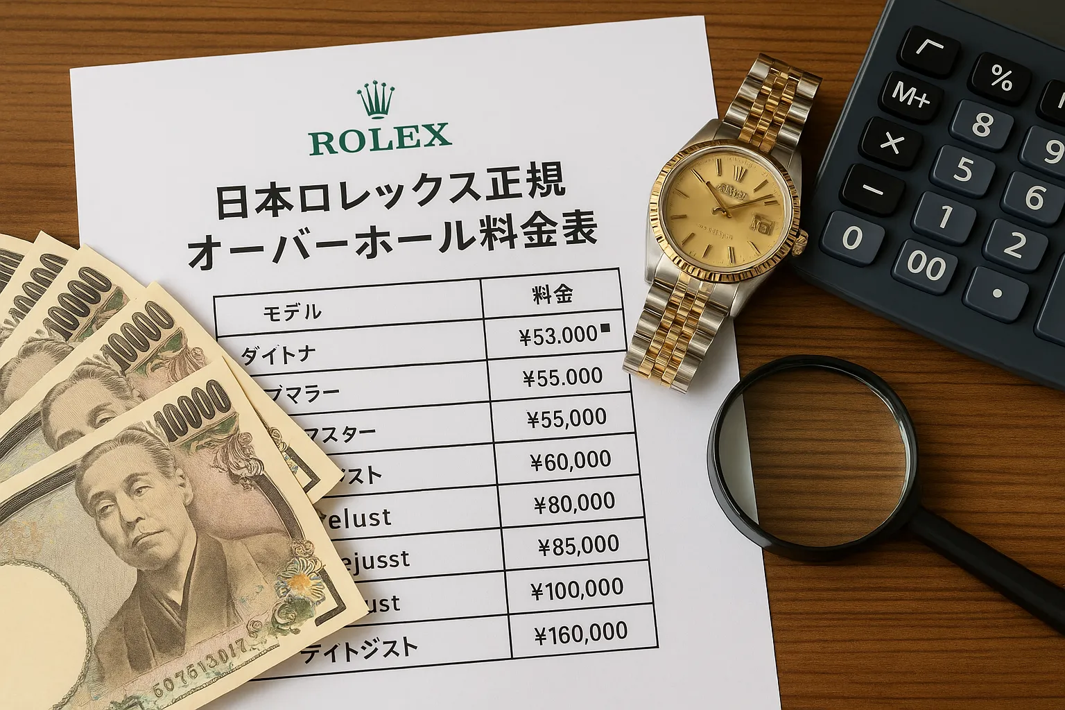 2. 日本ロレックス正規オーバーホール料金表.webp
