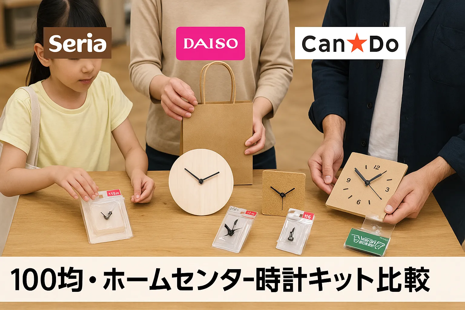 100均・ホームセンター時計キット徹底比較（セリア・ダイソー・キャンドゥ・東急ハンズ）.webp
