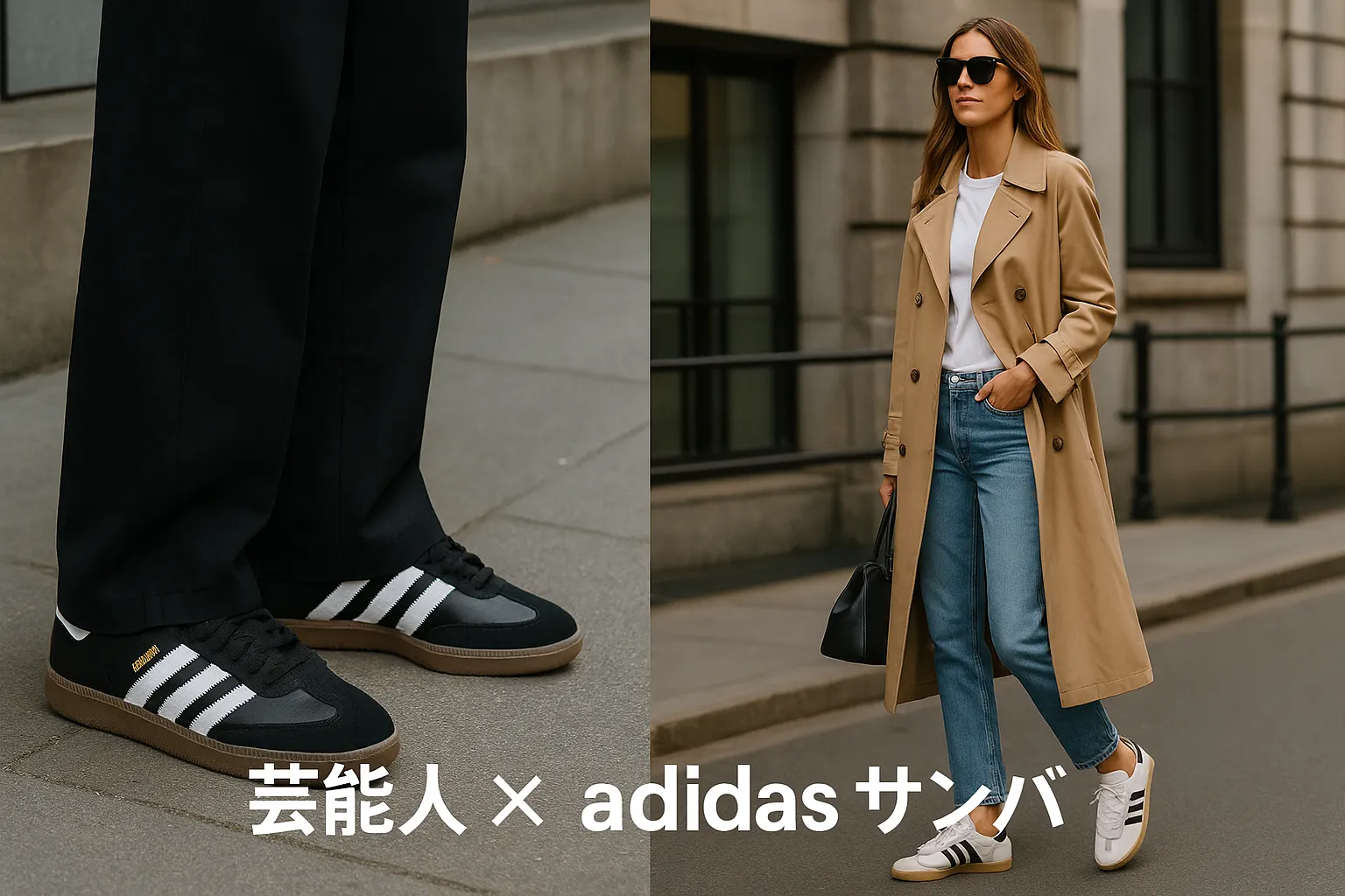 芸能人が愛用するadidas サンバのコーデ例.webp