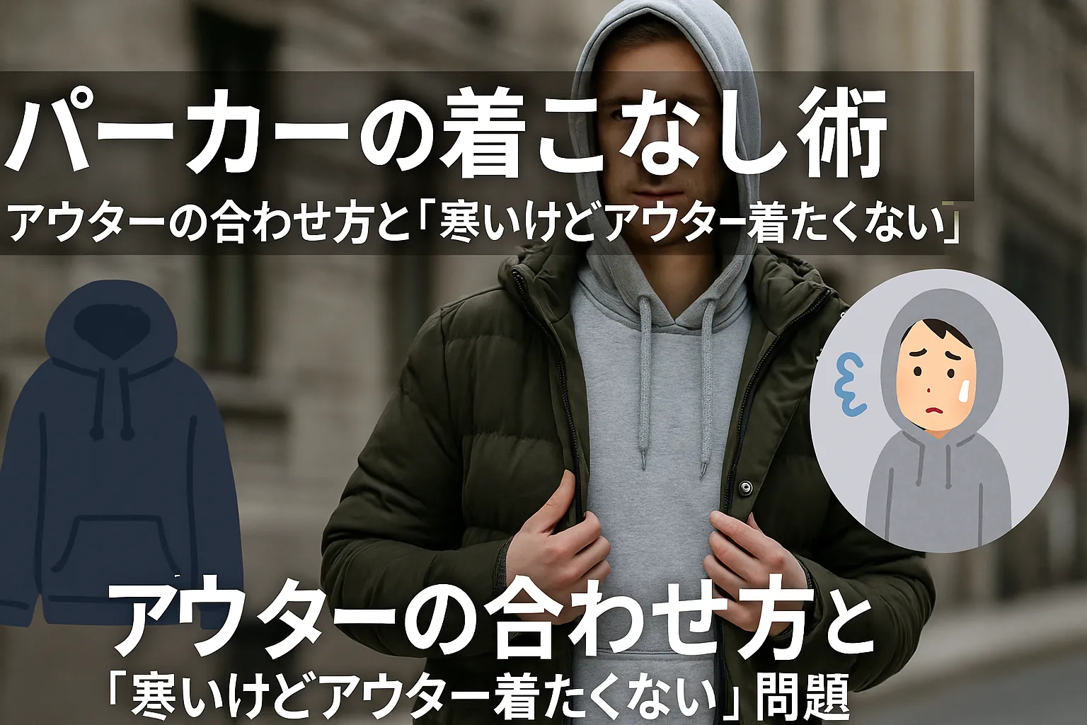 5. パーカーの着こなし術｜アウターの合わせ方と「寒いけどアウター着たくない」問題.webp