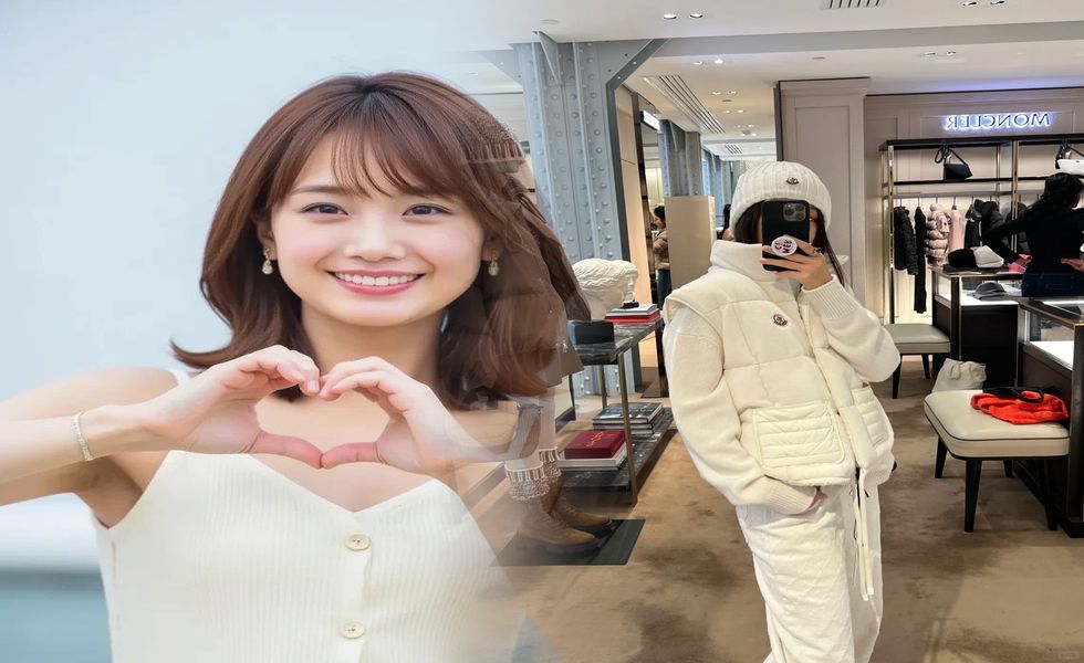 モンクレール 赤 ダウン コーデ