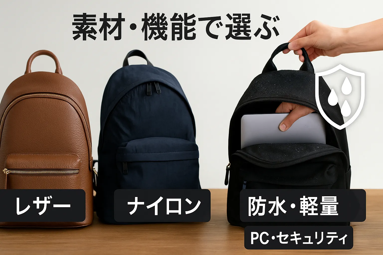 6. 素材・機能で選ぶ（レザー／ナイロン／防水・軽量・PC／セキュリティ）.webp