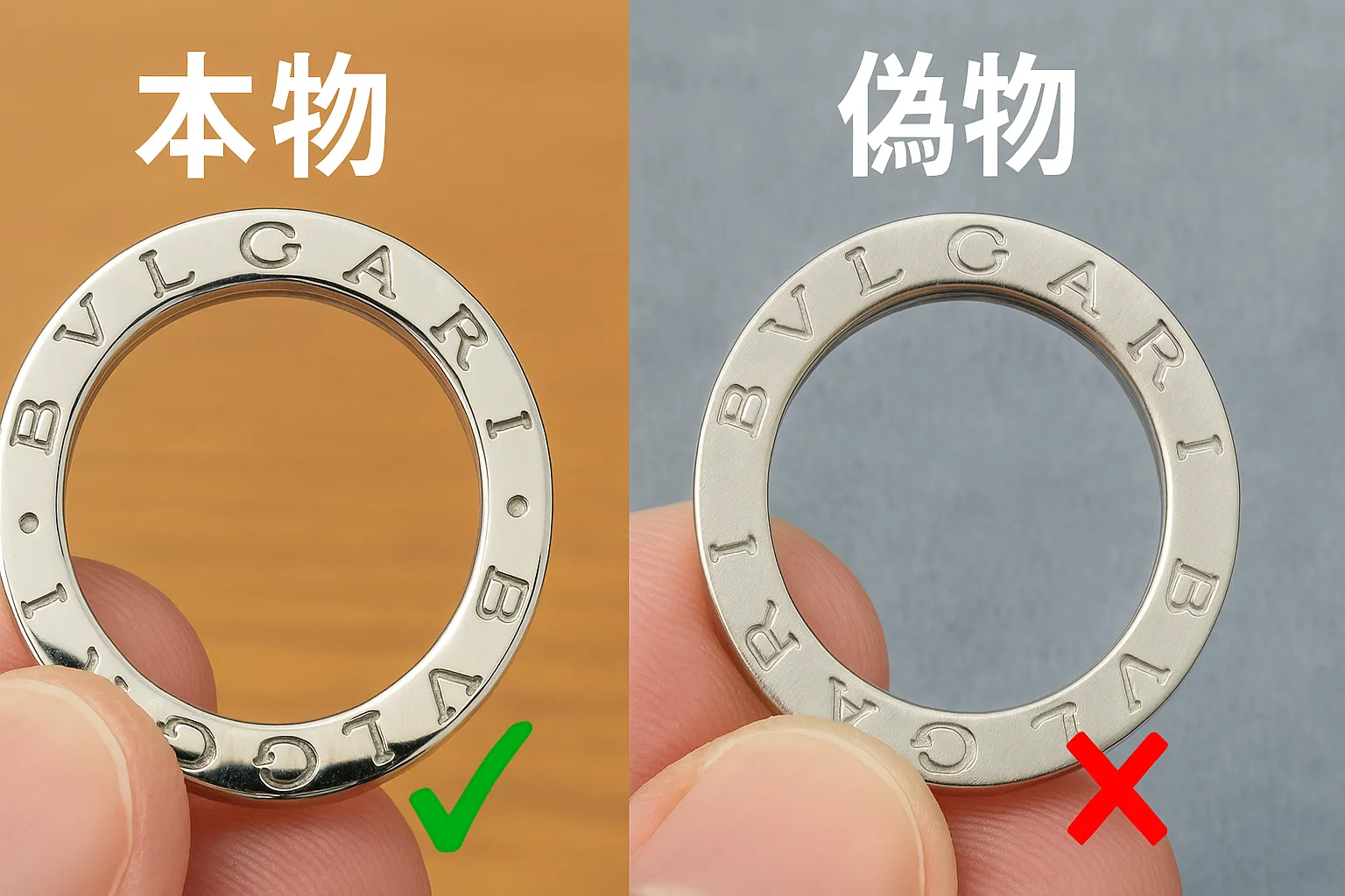 ④ 「BVLGARI」刻印の深さと線の均一性|光の角度で違いが出る.webp