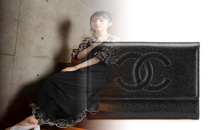 chanel キャビア スキン 長 財布