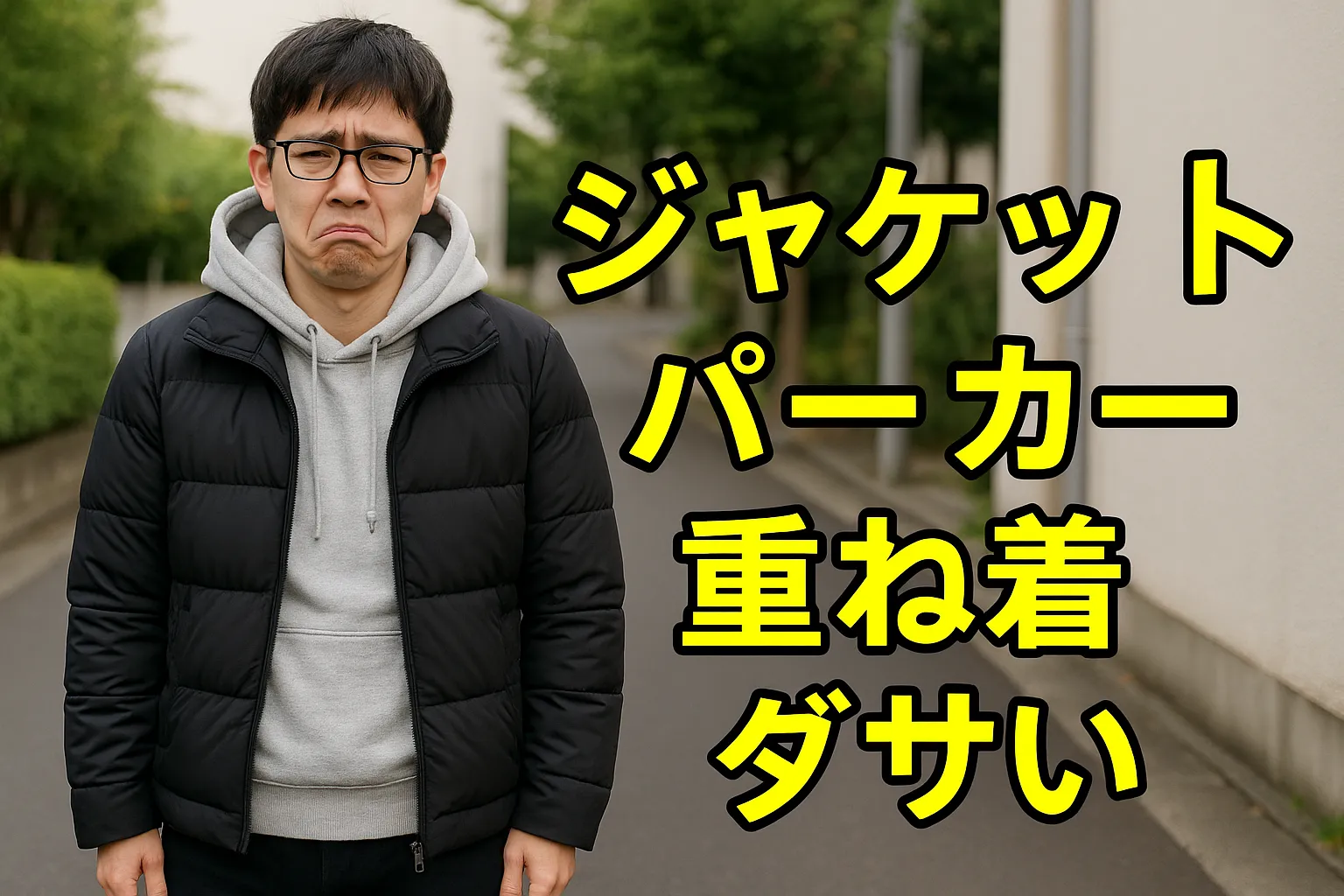 ジャケット パーカー 重ね着 ダサい.webp