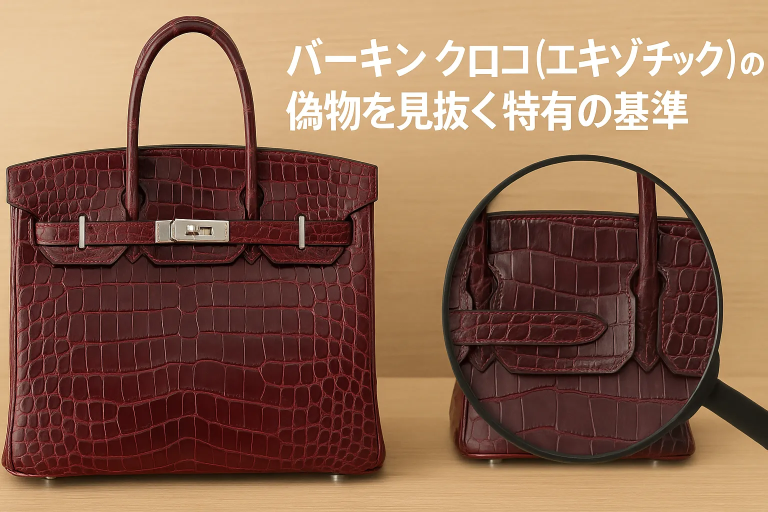 4. バーキン クロコ（エキゾチック）の偽物を見抜く特有の基準.webp