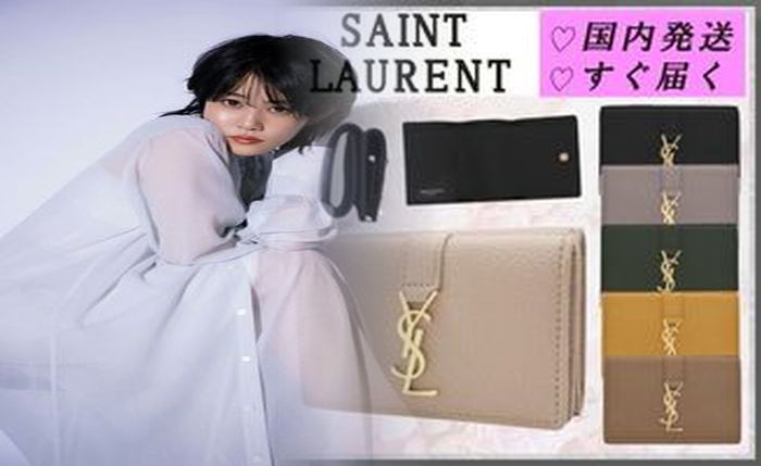 三 つ折り サン ローラン ミニ 財布