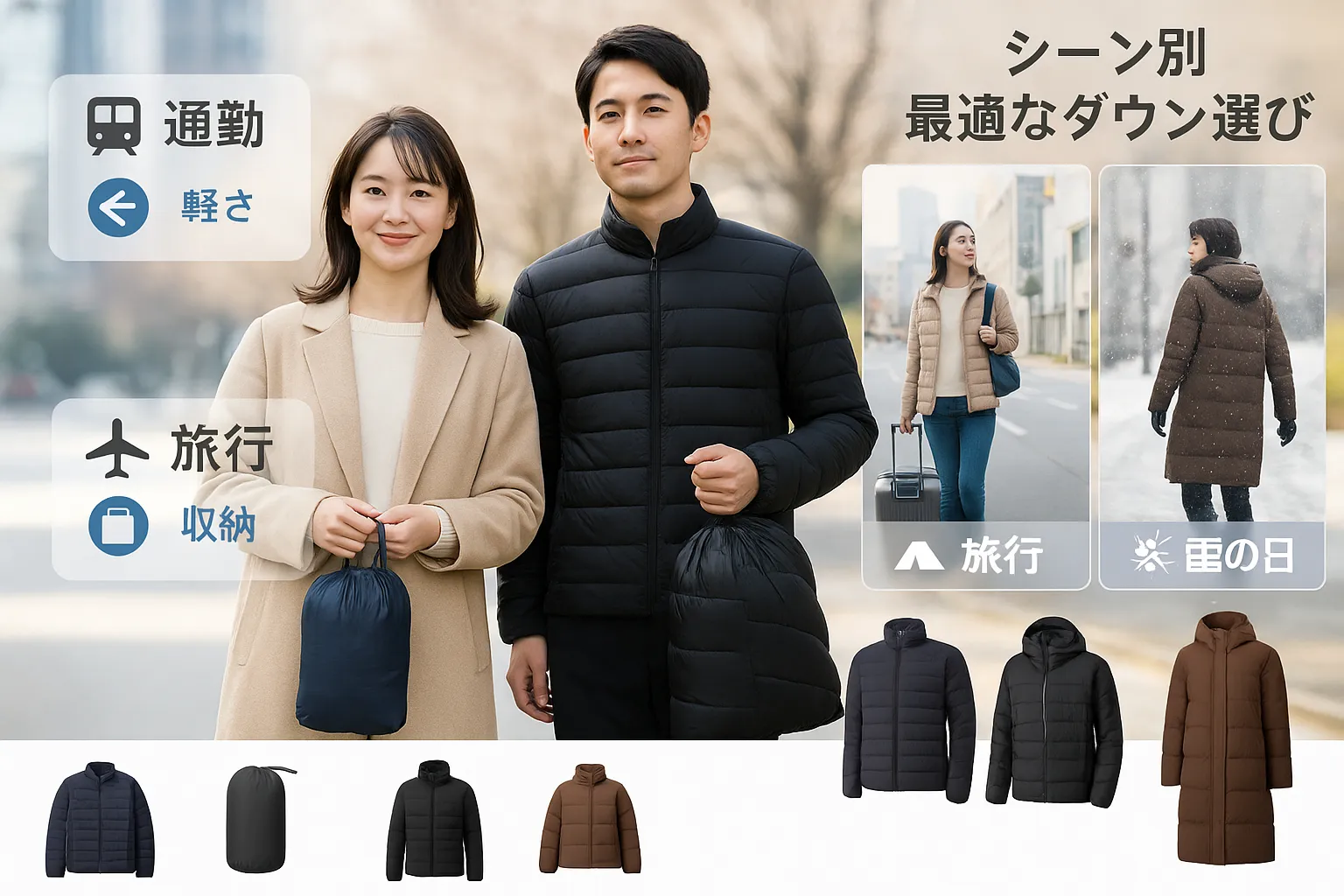 10. シーン別の最適な選び方｜通勤・旅行・アウトドア・雪の日.webp