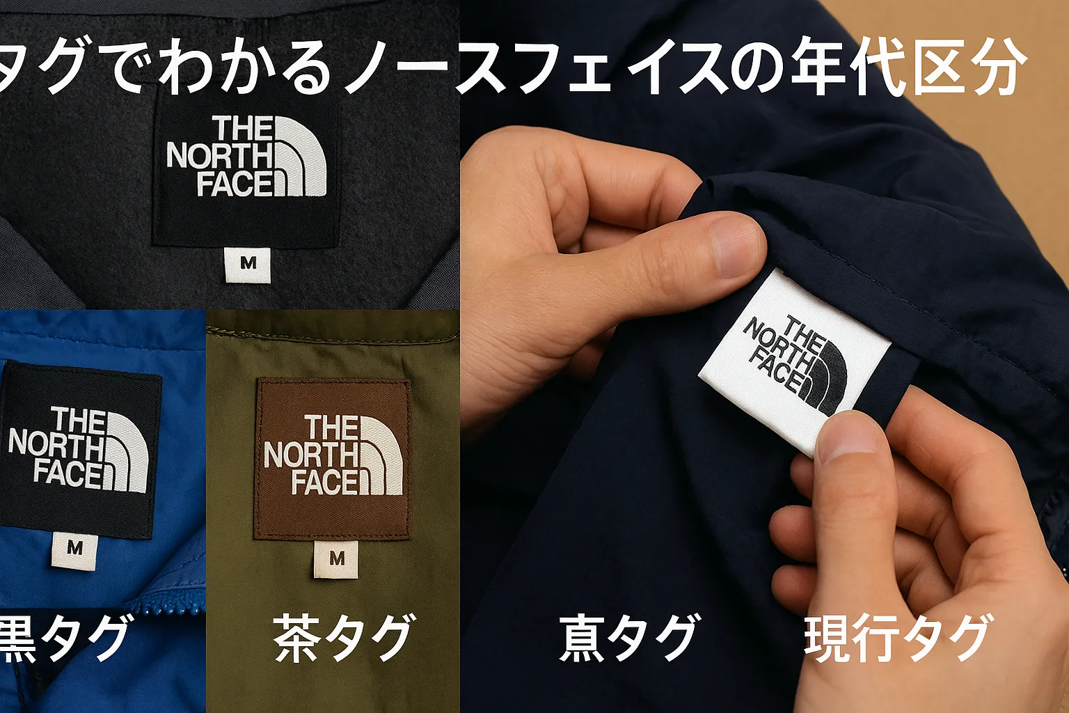3. タグでわかるノースフェイスの年代区分｜黒タグ・青タグ・茶タグ・現行タグ.webp