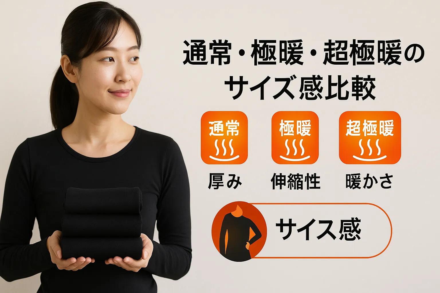 5. 通常・極暖・超極暖のサイズ感比較｜厚み・伸縮性・暖かさの違い.webp
