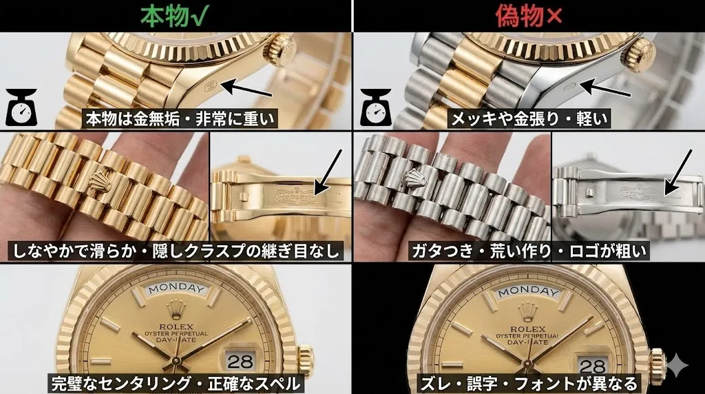 3.2 ロレックス デイデイトの偽物を見分けるポイント.webp