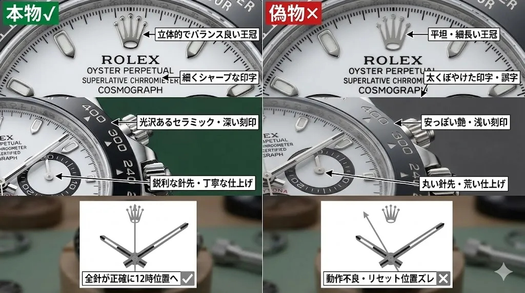 3.1 ロレックス デイトナの偽物を見分けるポイント.webp
