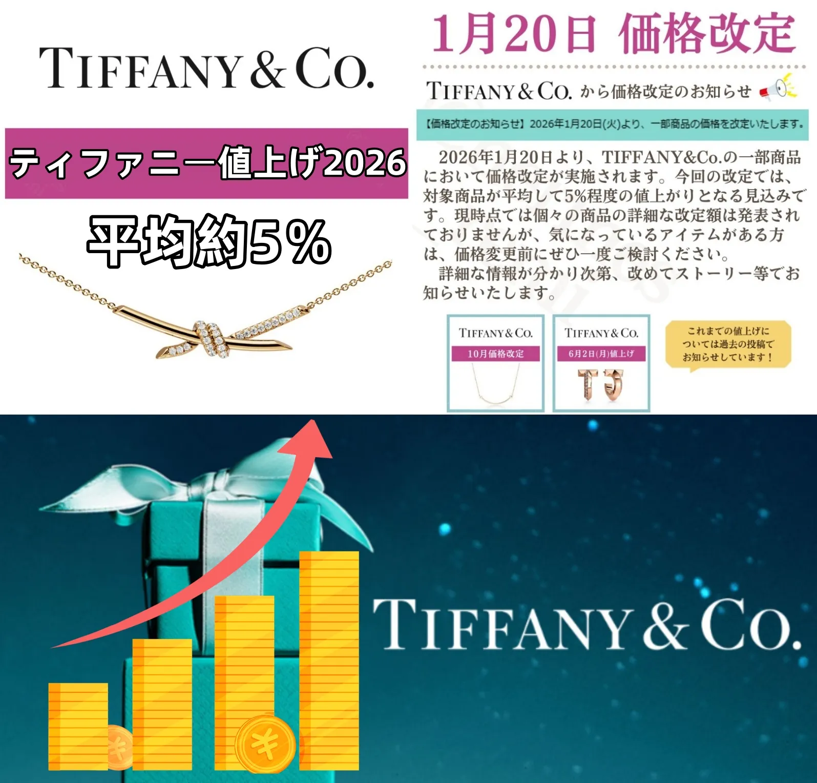 速報】ティファニー、2026年1月20日に価格改定｜平均5％の値上げ予定