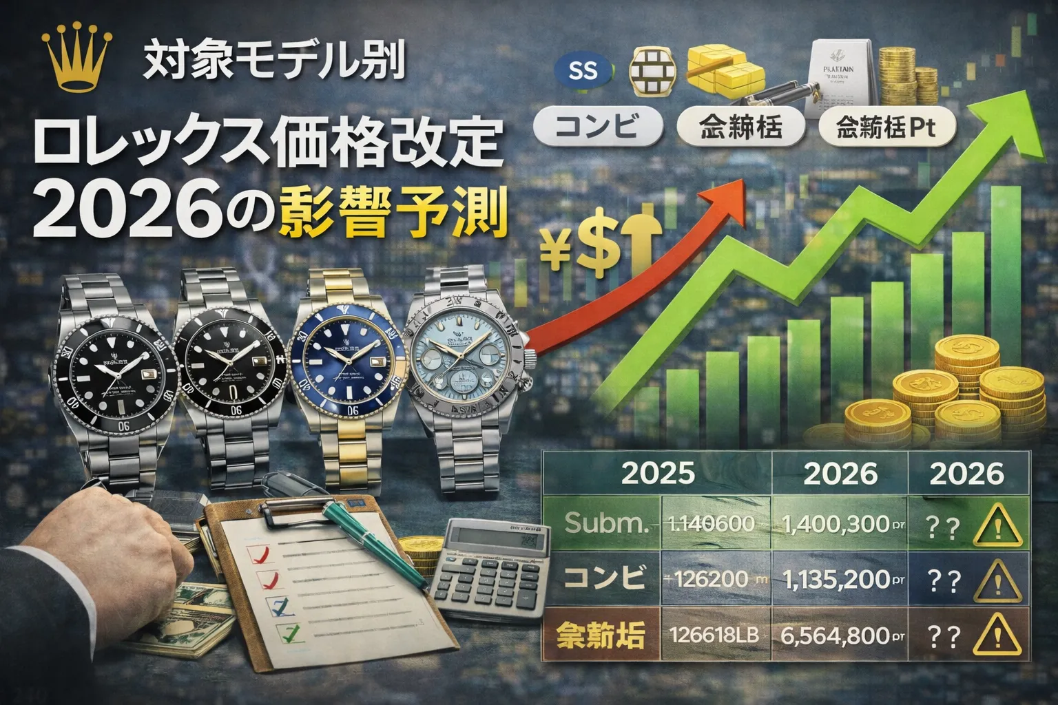 3. 対象モデル別｜ロレックス価格改定2026の影響予測.webp