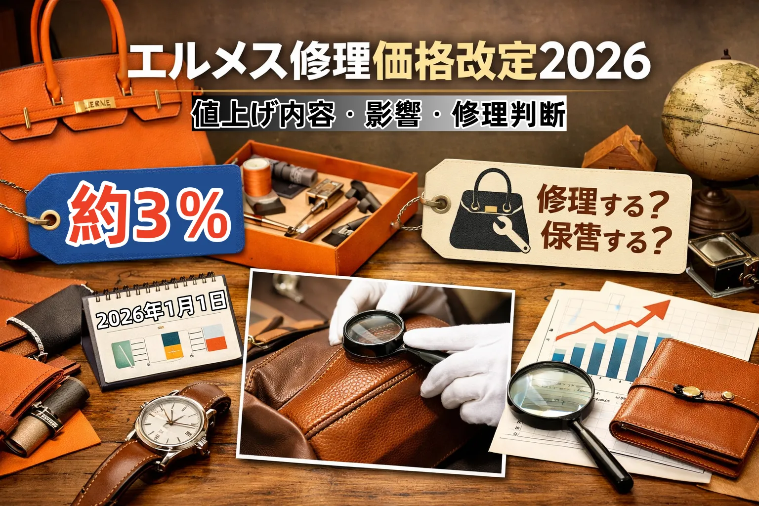 【公式案内】エルメス修理価格改定のお知らせ｜2026年1月1日より最大約3％改定