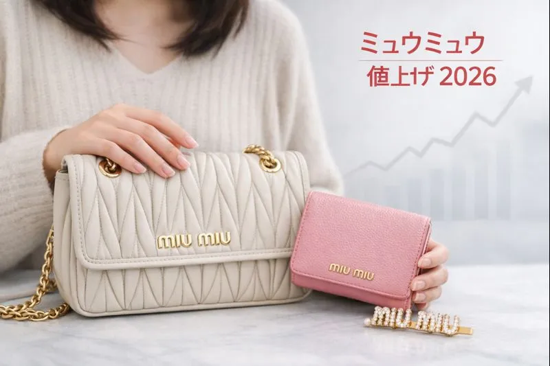 ミュウミュウ 値上げ 2026 完全ガイド｜ 価格改定はいつ実施？対象アイテム一覧・想定値上げ率・背景要因に加え、 愛用名人・セレブ動向と今後の価格推移から読み解く 今買うべきかの最終判断