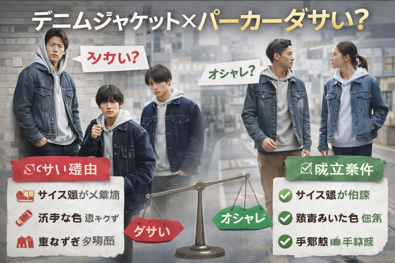 デニムジャケット×パーカーはダサい？そう言われる理由と今でも成立する着こなしの境界線