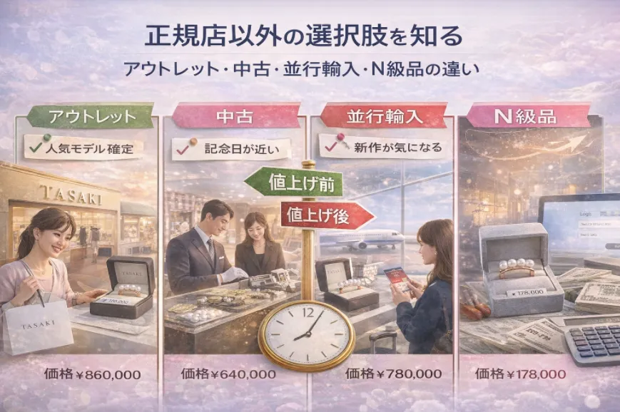 8. 正規店以外の選択肢を知る｜アウトレット・中古・並行輸入・N級品の違い.webp
