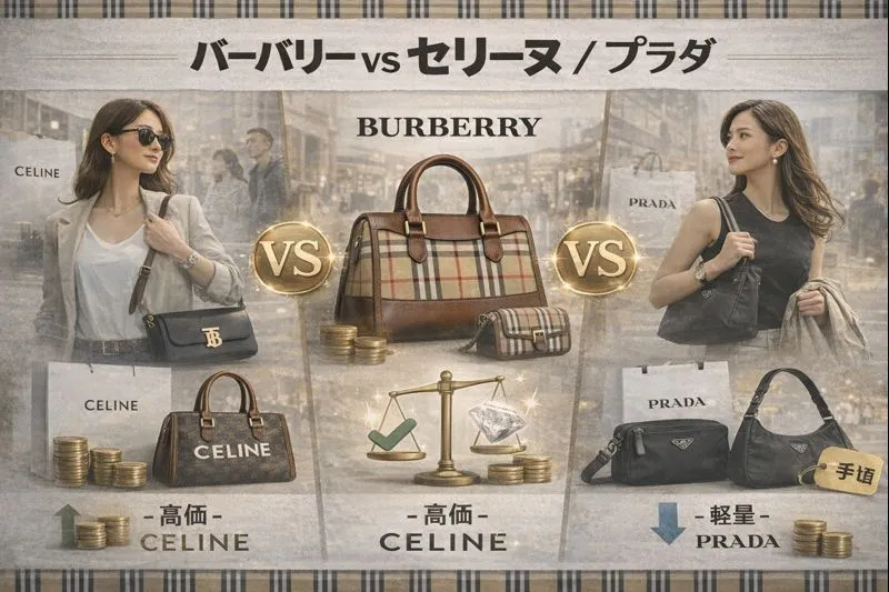 4. 比較で見える立ち位置｜バーバリー vs セリーヌ プラダ（他ブランド 比較）.webp