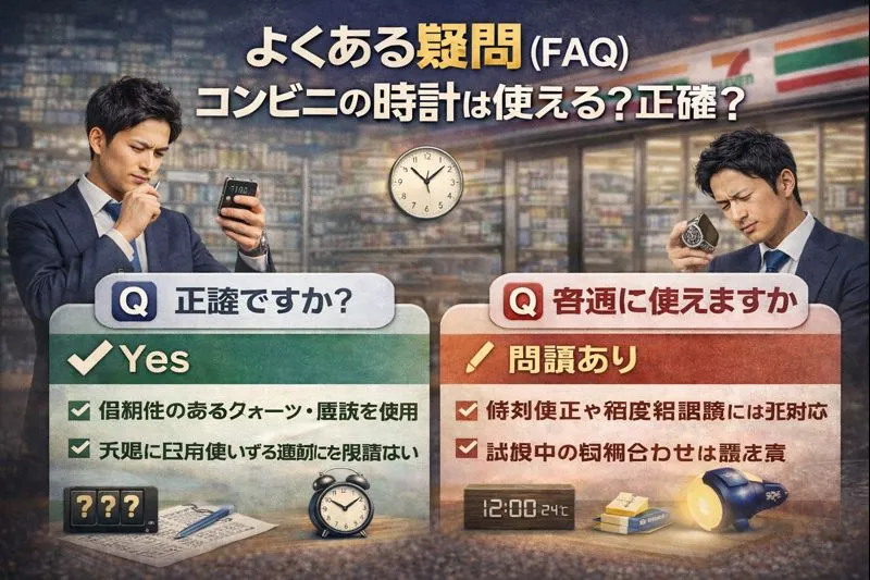 8 よくある疑問（FAQ）｜コンビニの時計は使える？正確？.webp
