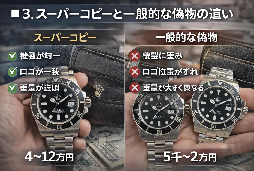 3. スーパーコピーと一般的な偽物の違い.webp