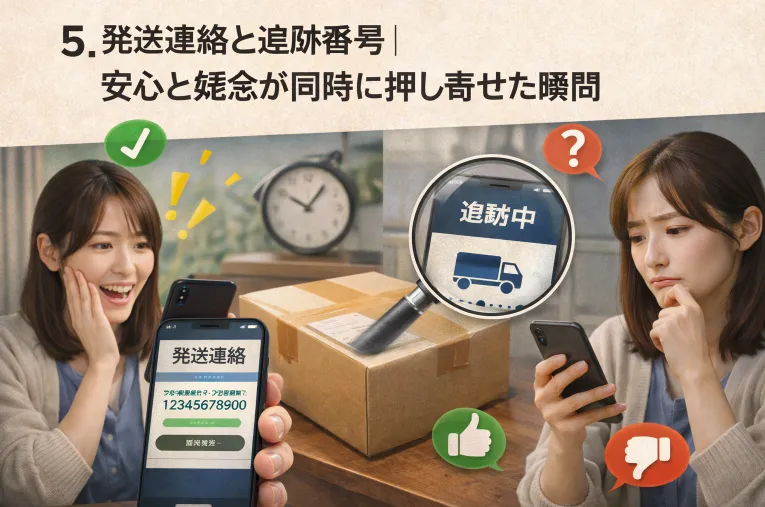 5. 発送連絡と追跡番号｜安心と疑念が同時に押し寄せた瞬間.webp