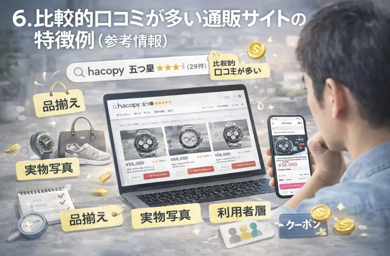 6. 比較的口コミが多い通販サイトの特徴例（参考情報）.webp