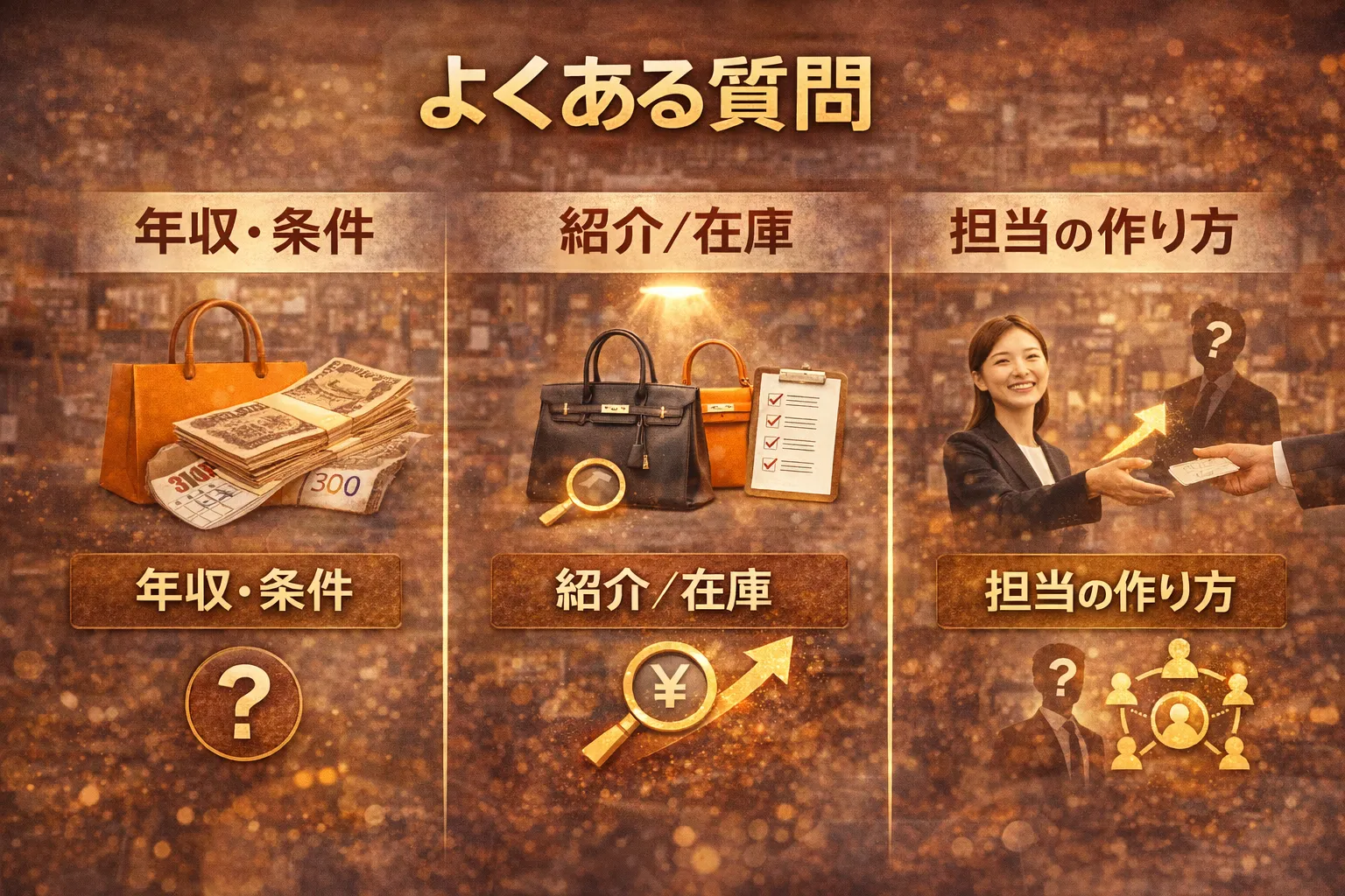 よくある質問：年収・条件・紹介／在庫／担当の作り方.webp