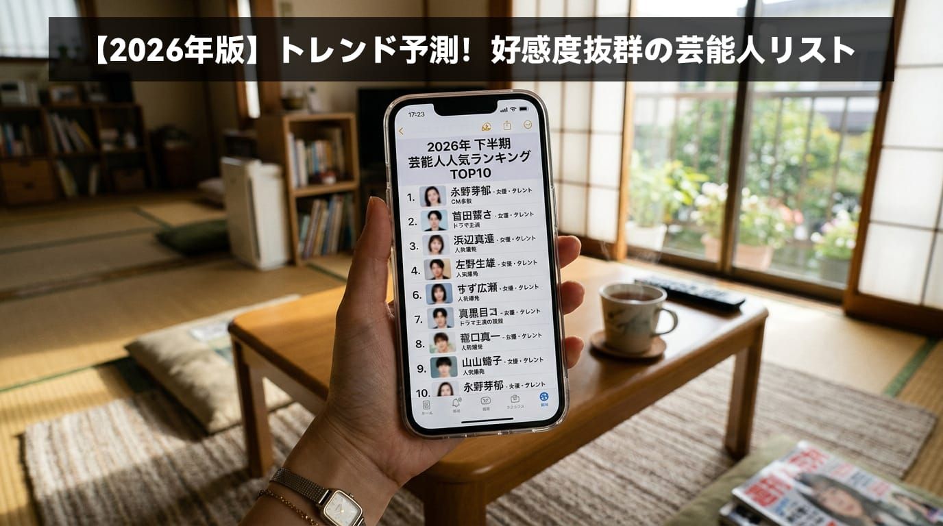 2026年最新の好きな芸能人好感度ランキングが表示されたスマートフォンのニュース画面