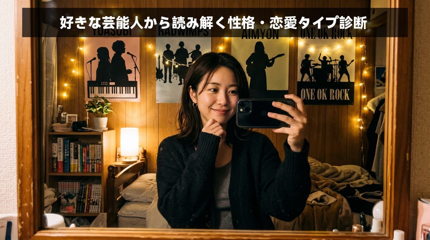 好きな芸能人のタイプから自分の性格や恋愛傾向を診断・自己分析する日本人女性の日常