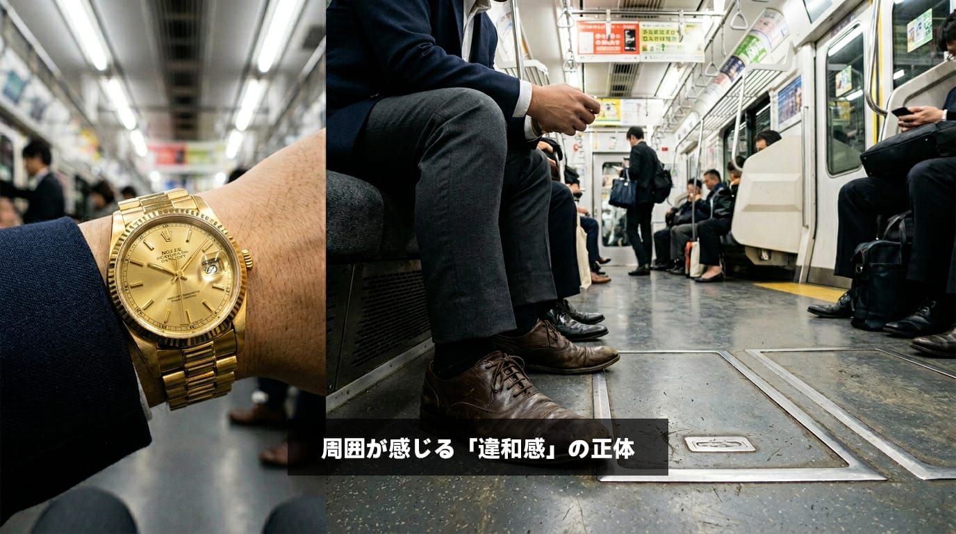 スーパーコピー時計と手入れされていない靴の違和感のある組み合わせ