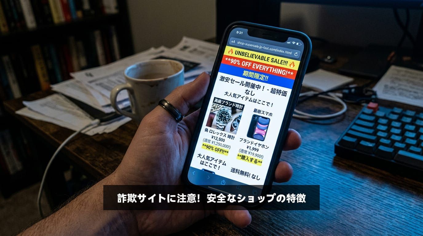 スーパーコピー時計を販売する怪しい詐欺サイトのスマートフォン画面