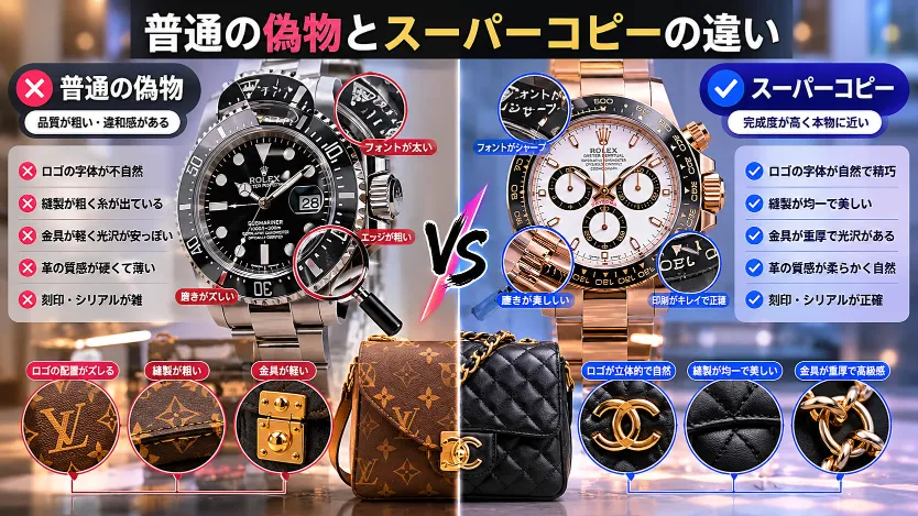 Amazonで多い「普通の偽物」と「スーパーコピー」の違い.webp